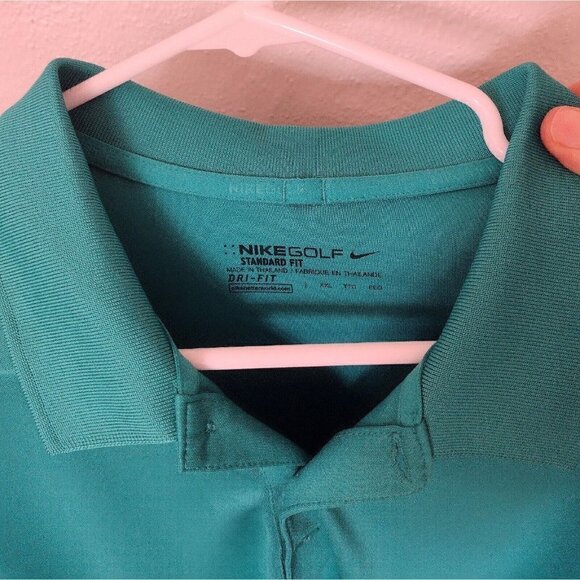 Nike Dri Fit Golf Polo Standard Fit Mens XXL Jungle Green Striped Pattern Front - Picture 6 of 6